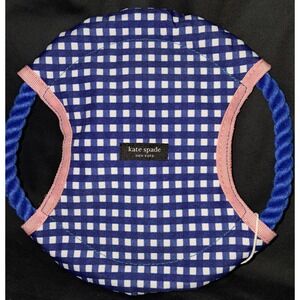 Kate Spade Doggy Frisbee Toy, Blue, White and Pink, 9" round Chew Toy with rope